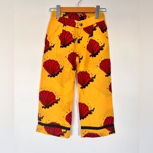 Mini Rodini Yellow Pants with Red Shell Design. 100% organic cotton